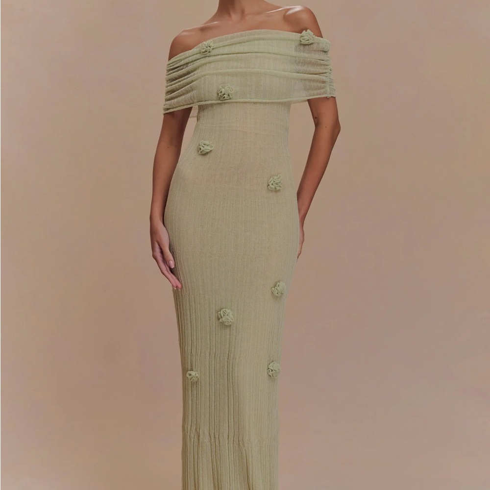 Meshki Brynn Knit Maxi Dress Pastel Green
